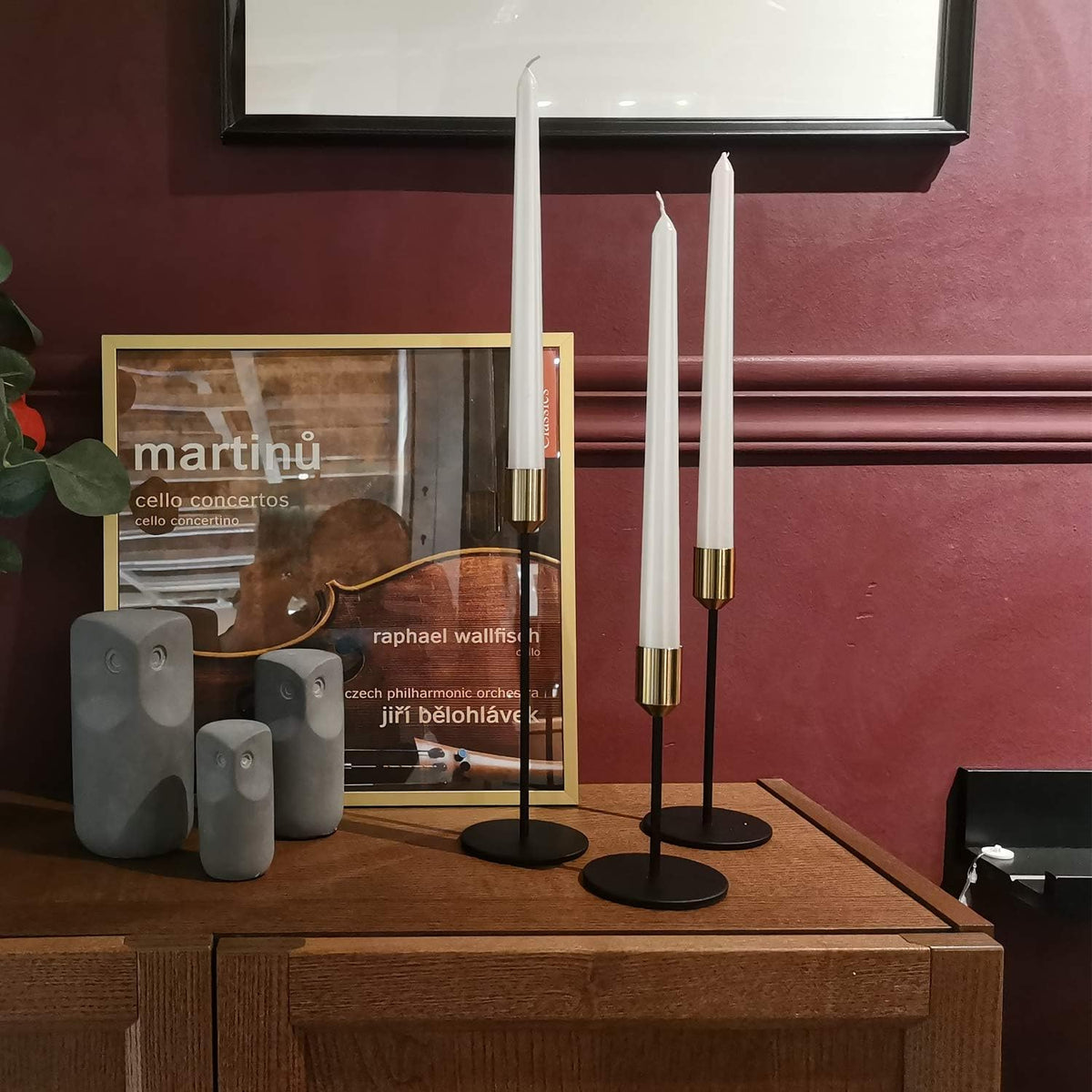 Black Gold Metal Taper Candle Holders Set of 12, Wedding Table Decor