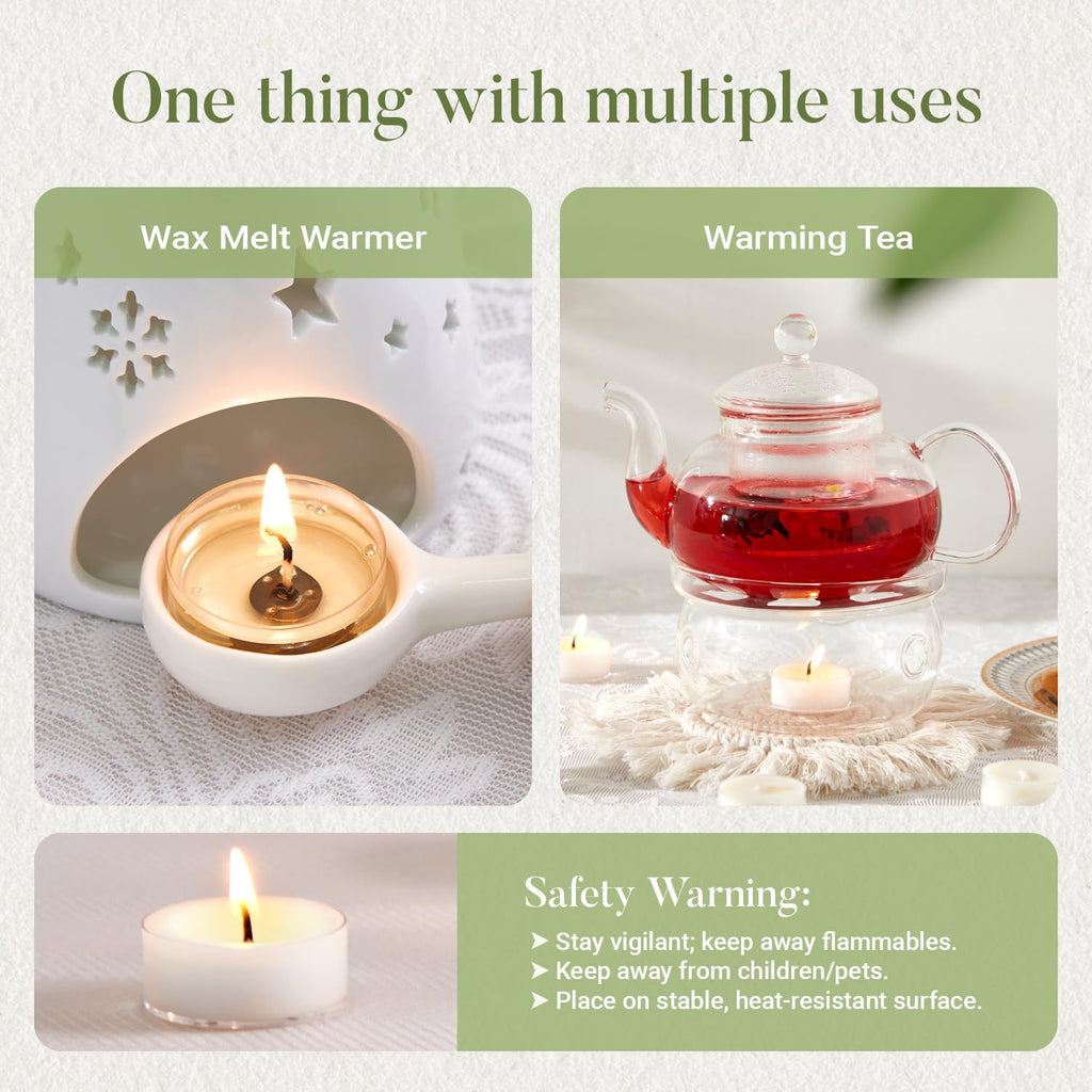 Unscented Soy Tea Lights Candles 50 Pack Bulk,4 Hour Clean Burn Tea Candles