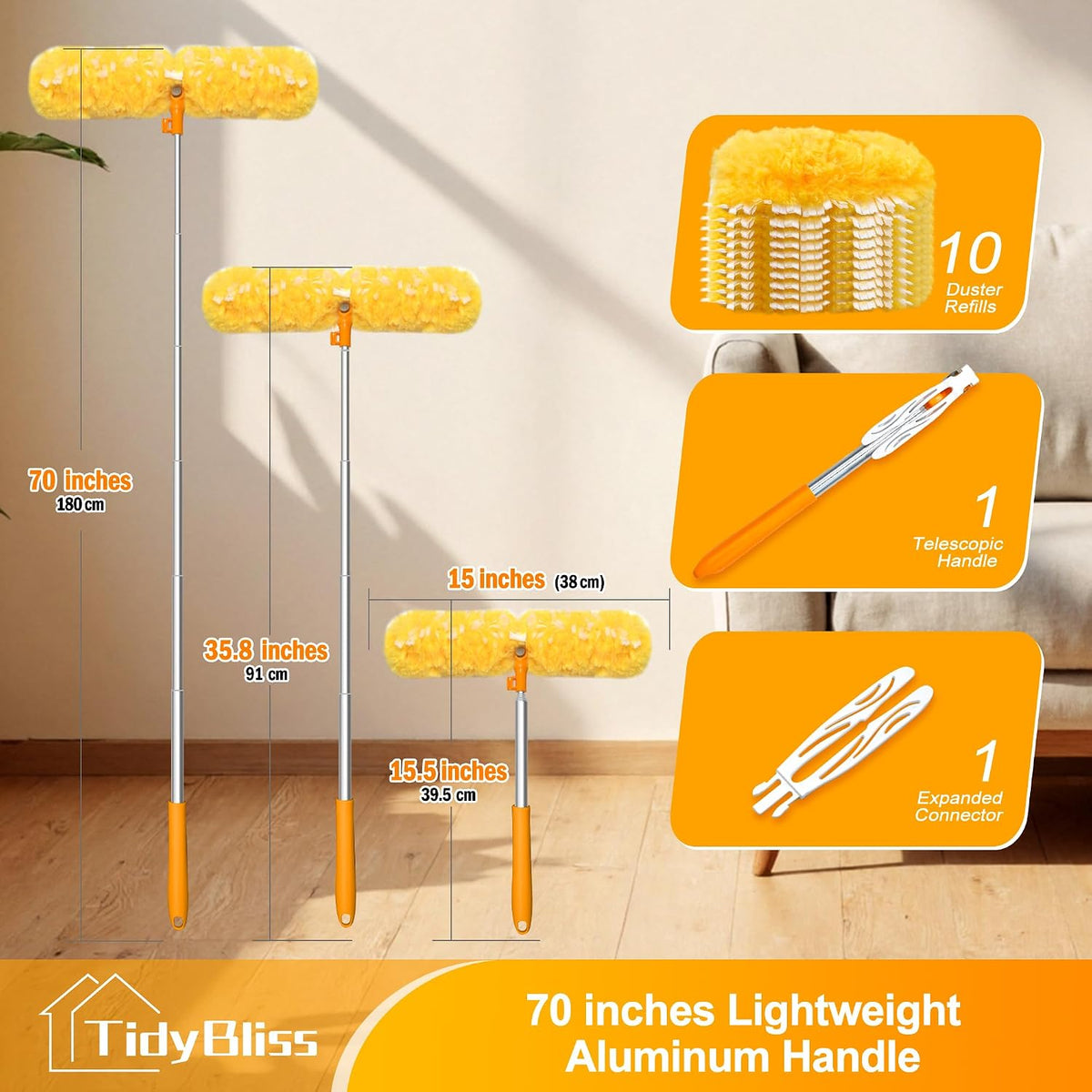 TidyBliss 6 ft Long Dusters for Cleaning Compatible with Swiffer
