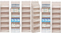 Over Door Organizer with 6 Extra Large Pockets 12 Side Pockets, Sturdy Closet Storage Rack, Hanging Storage Organizer with Clear Window for Shoes, Diaper, Bedroom, Bathroom, Beige, 6-Pack