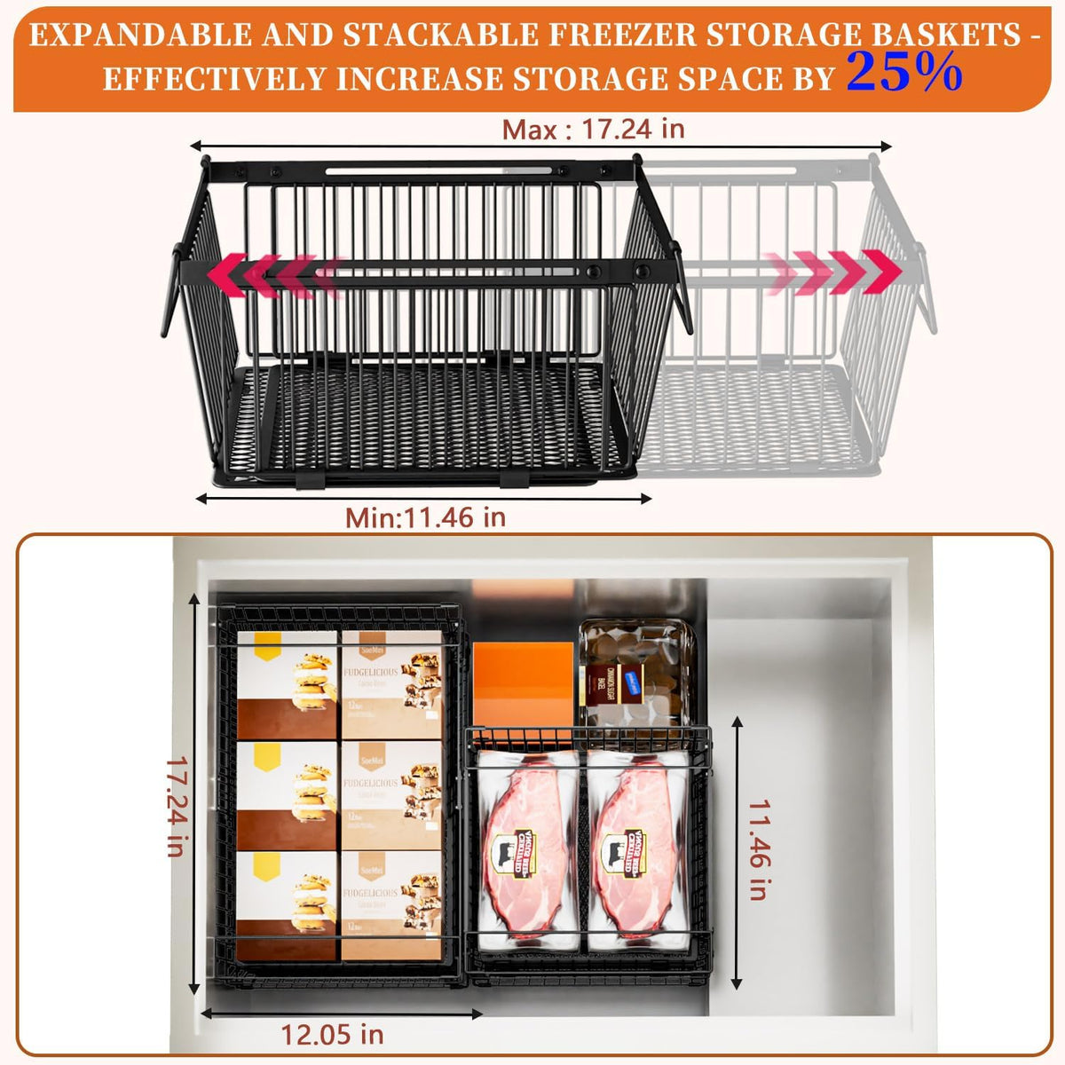 Large Freezer Organizer Bins for 10 to 20 Cu.Ft,Leak-Proof Bottom,3 Pack