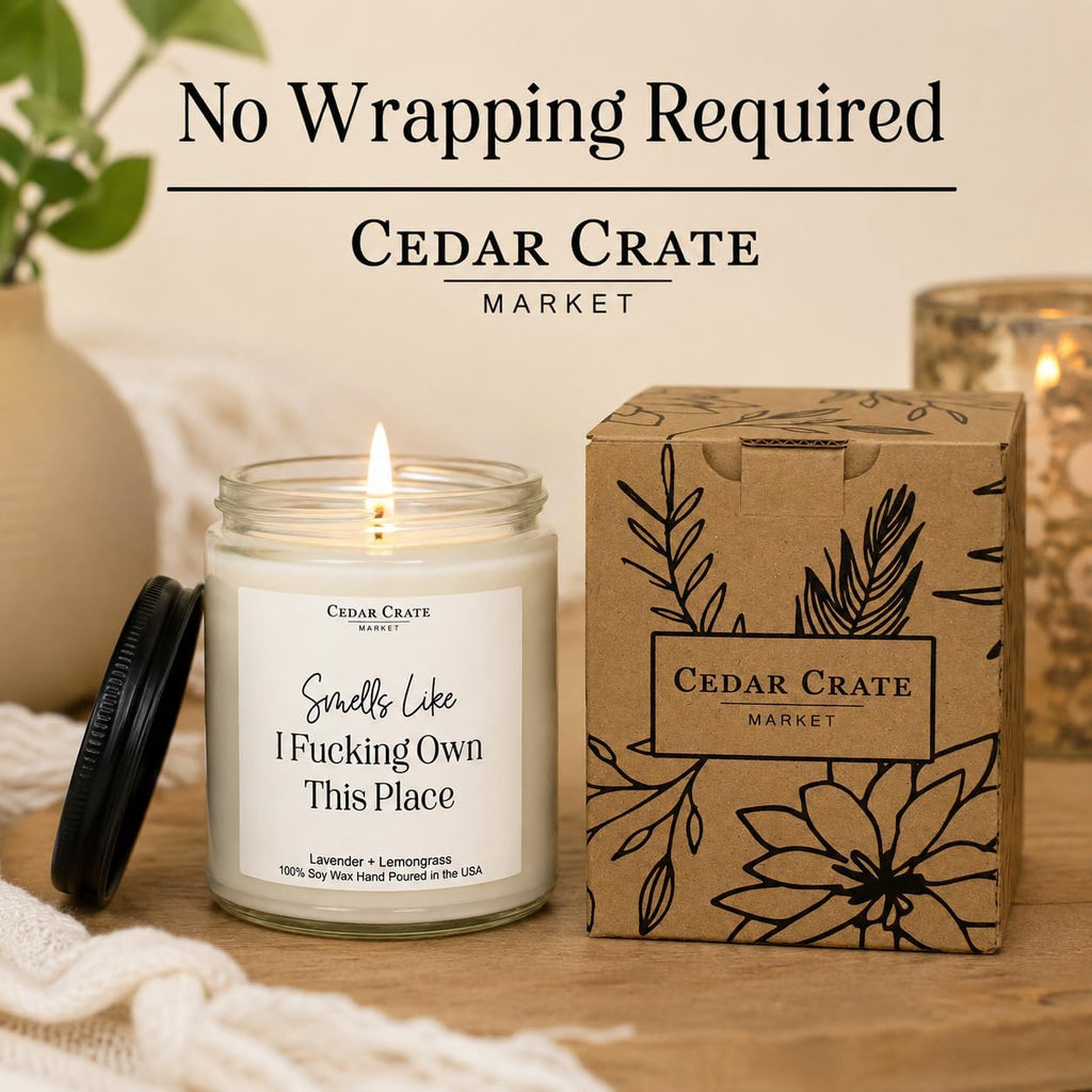 Cedar Crate Market Funny Candle, House Warming Gifts New Home, Housewarming Gifts for Women, Men, Couple, New Homeowner - First Apartment Essentials, Closing Presents for Home Buyers, Made in USA
