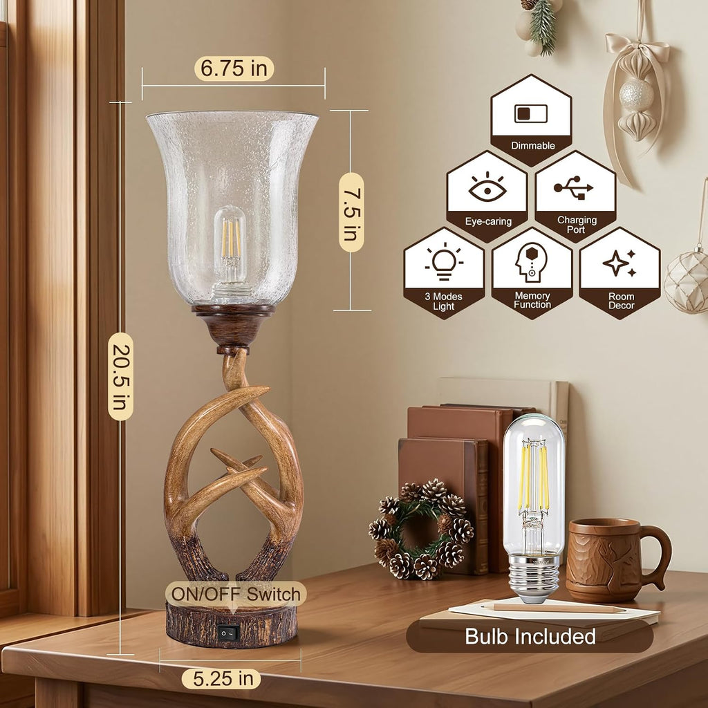 Scenekoy 20.5" Antler Table Uplight Lamp Set of 2 for Living Room Bedroom