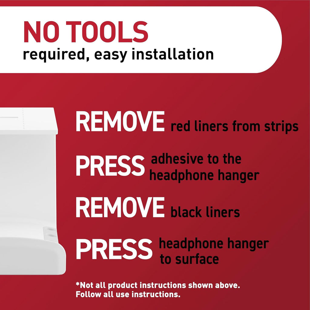 Command Headphone Hanger, 1 Hook, 4 Large Strips
