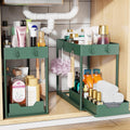 Simple Trending Under Sink Organizer 2 Pack, with Sliding Drawer, Green