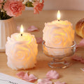 JOIONE Valentines Day White Rose Flameless LED Candles with Remote, 2 Pack