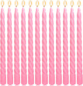 12 Pack 10 x 0.87 Inch Pink Twisted Spiral Taper Candle Set