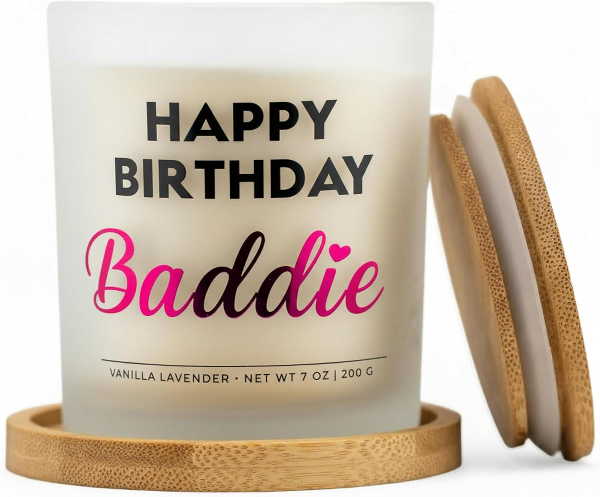 Happy Birthday Baddie Candle Gift Set - Funny Birthday Gifts for Women