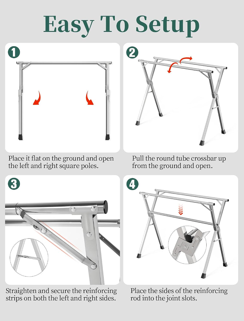 Folding Stainless Steel Laundry Drying Rack 79 Inches