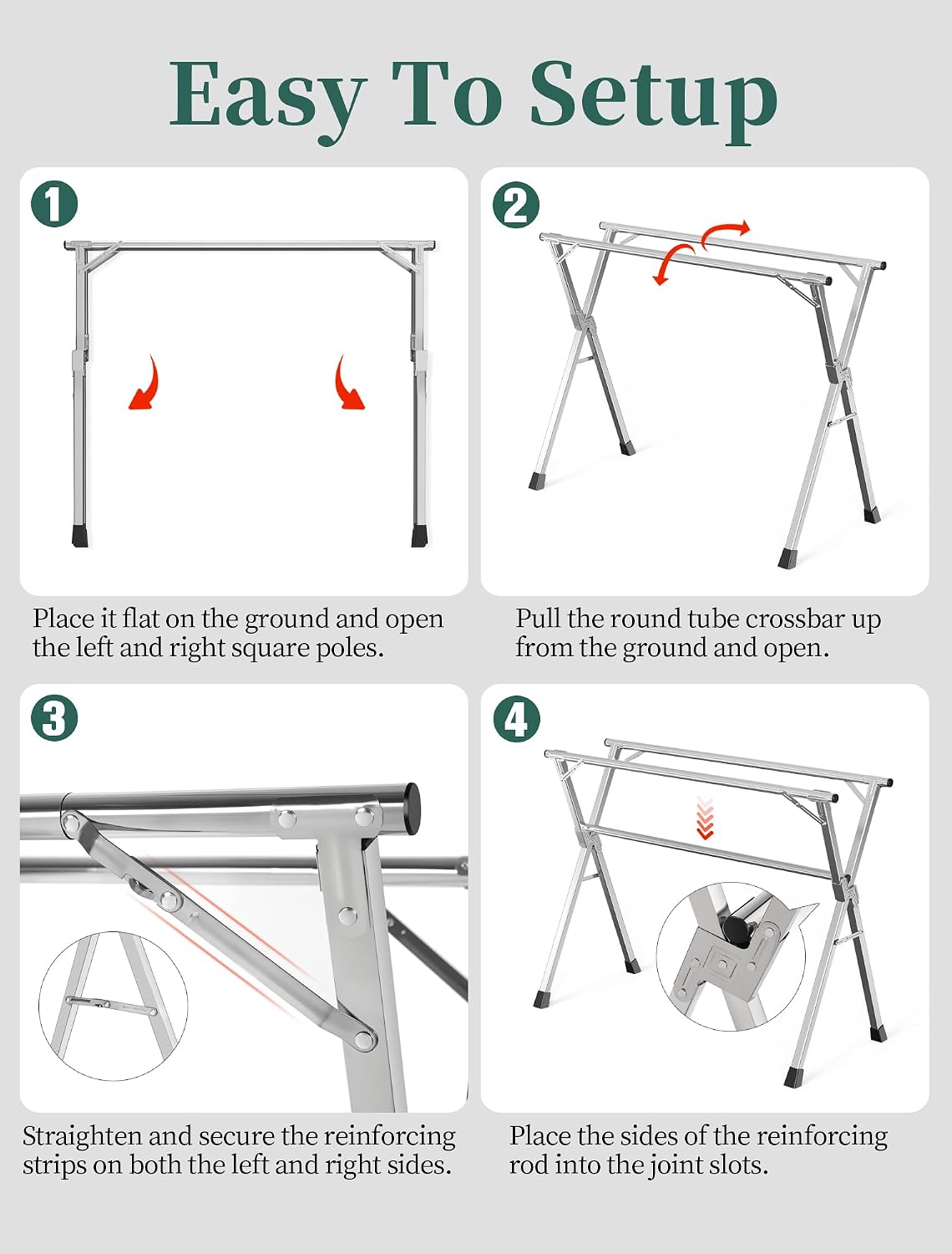 Folding Stainless Steel Laundry Drying Rack 63 Inches