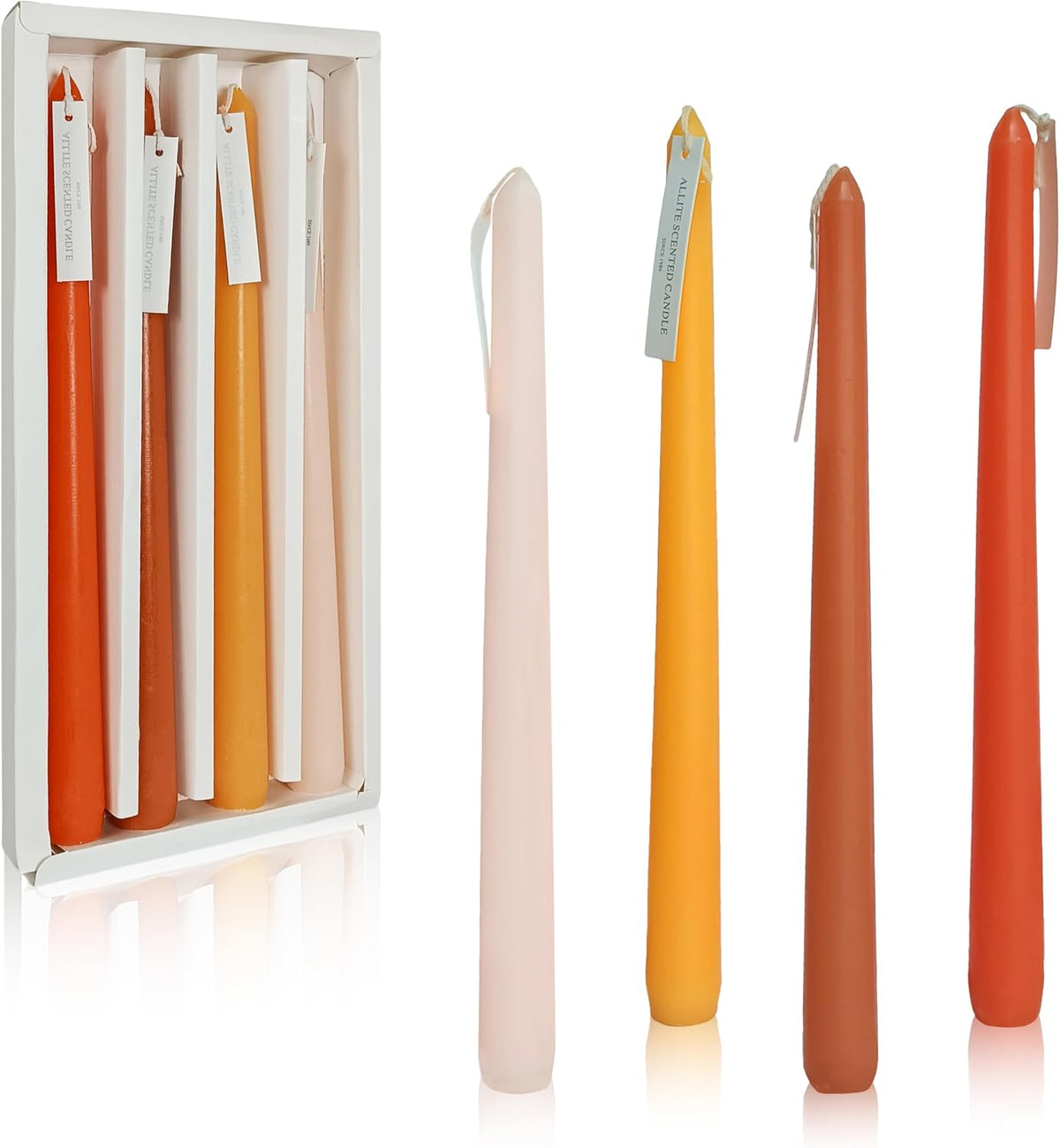 Smokeless Long Taper Candles Orange Scented 10 Inch Handmade Gradient Dinner Candlesticks for Home Decoration Holiday Gifts