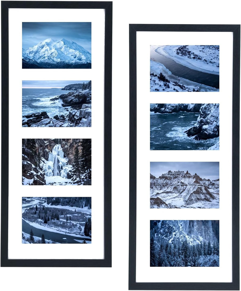 WIFTREY 2 Pack 4x6 Picture Frames Collage with 4 Openings, Display Eight 4 x 6 Photo Pictures for Wall Mounting, Black