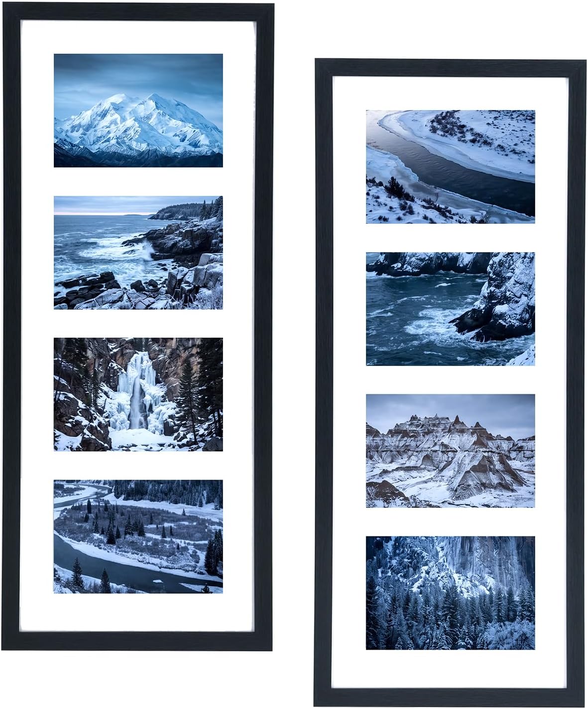 WIFTREY 2 Pack 4x6 Picture Frames Collage with 4 Openings, Display Eight 4 x 6 Photo Pictures for Wall Mounting, Black
