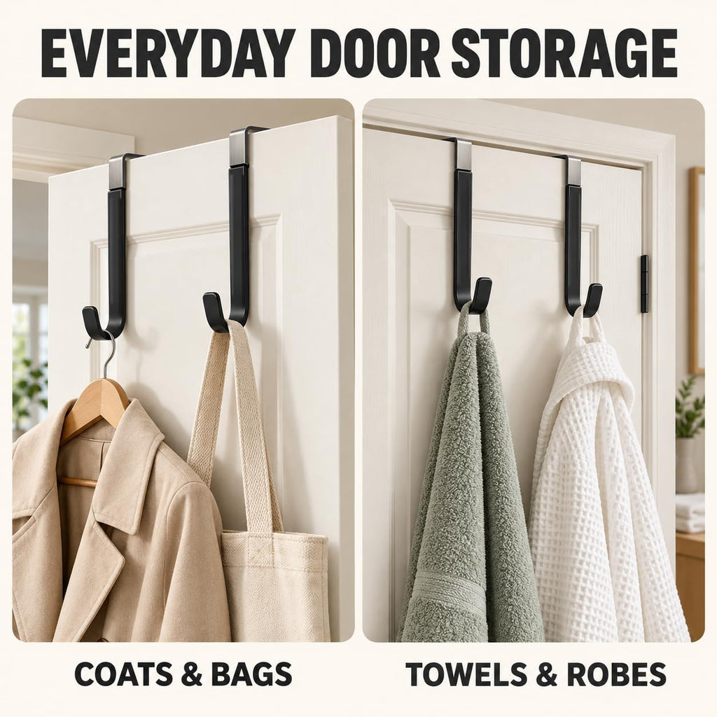 Over Door Hooks 3PCS, Heavy Duty 40LB, Fits 2.1 Inch Thick Doors