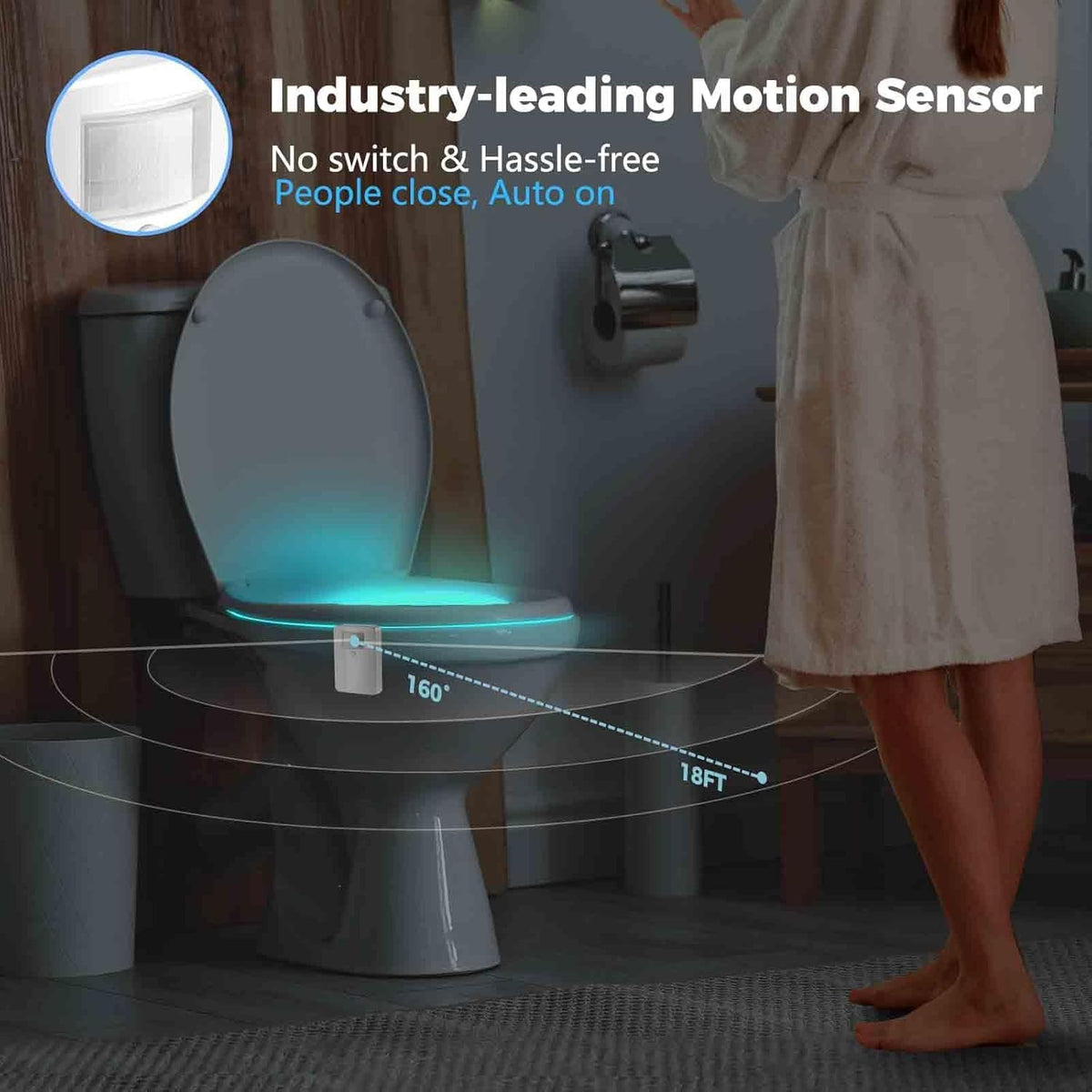 Toilet Light Motion Sensor, Funny White Elephant & Stocking Stuffer