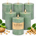 Sage Green Pillar Candles 6 Pack,2.8x4 Inch Unscented Soy Wax