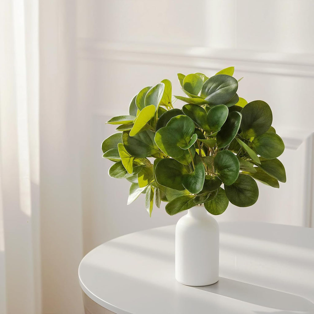 2Pcs 15" Artificial Eucalyptus Plant in Frosted Ceramic Vase for Desk