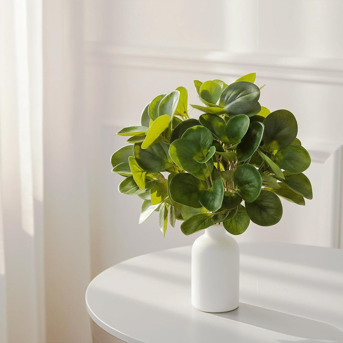 2Pcs 15" Artificial Eucalyptus Plant in Frosted Ceramic Vase for Desk