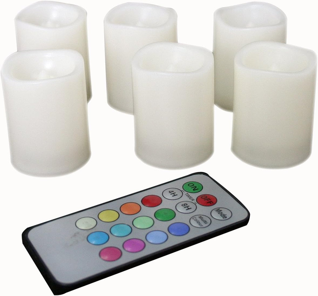 6 Battery Operated Flameless Color Changing LED Votive Candles w/Remote