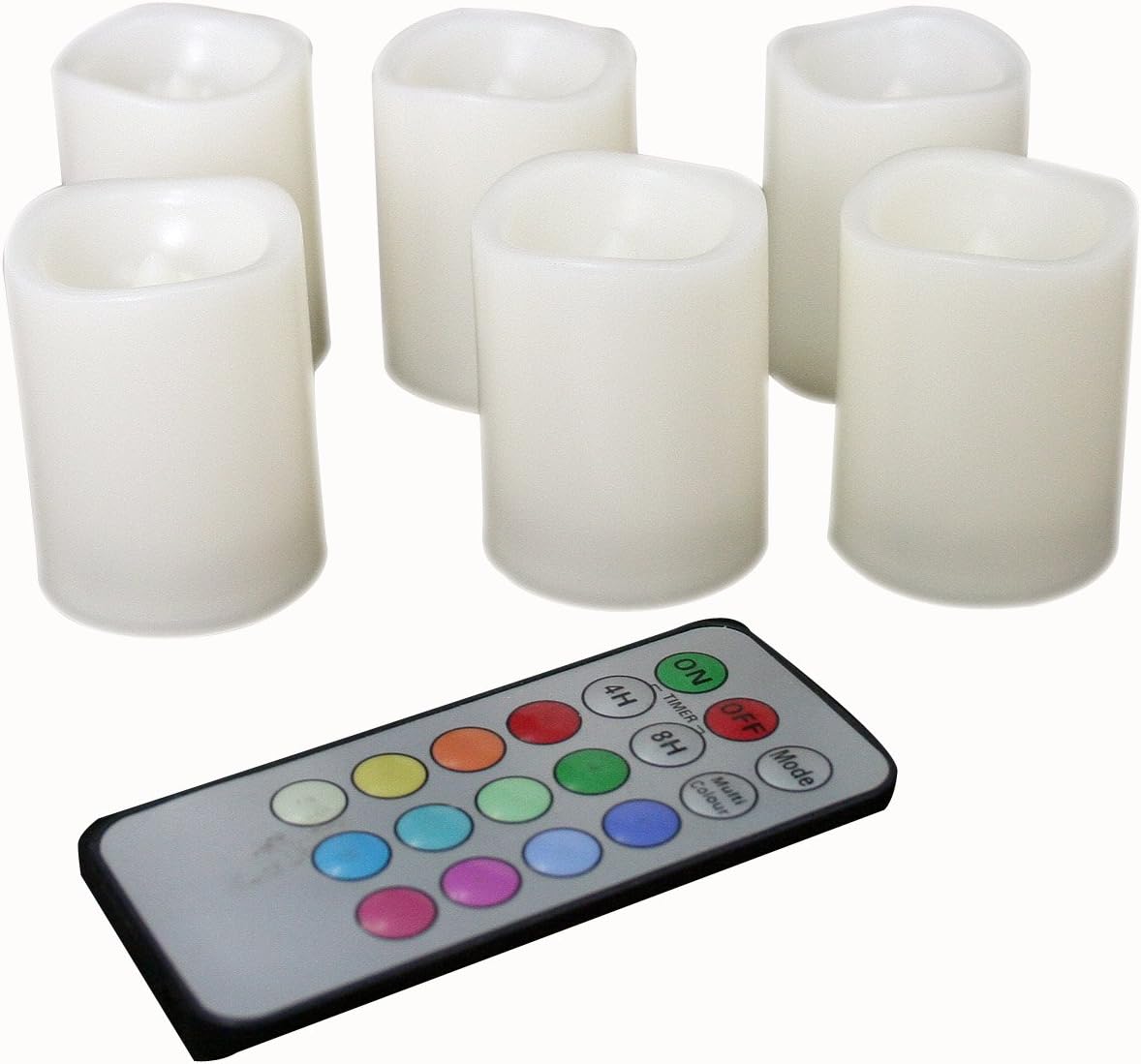 6 Battery Operated Flameless Color Changing LED Votive Candles w/Remote