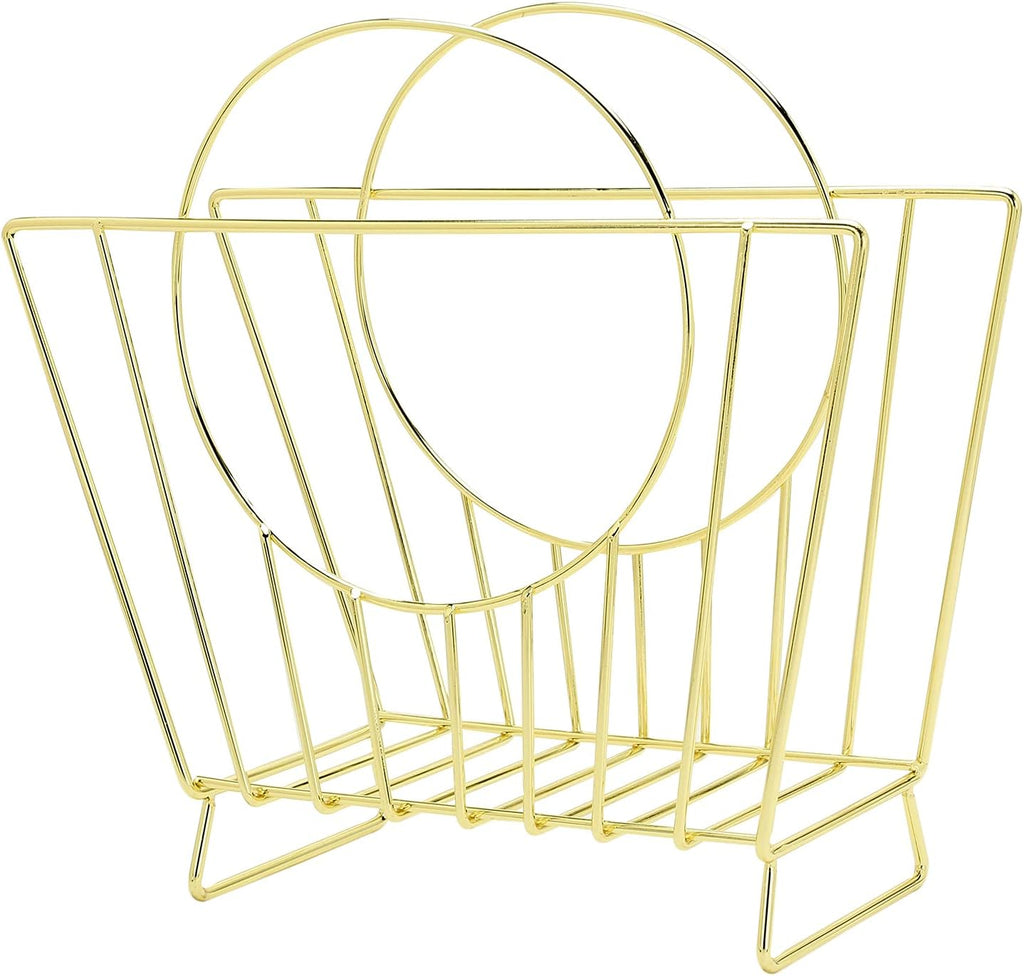 MyGift Brass Metal Magazine Holder, Mid-Century Document File Rack
