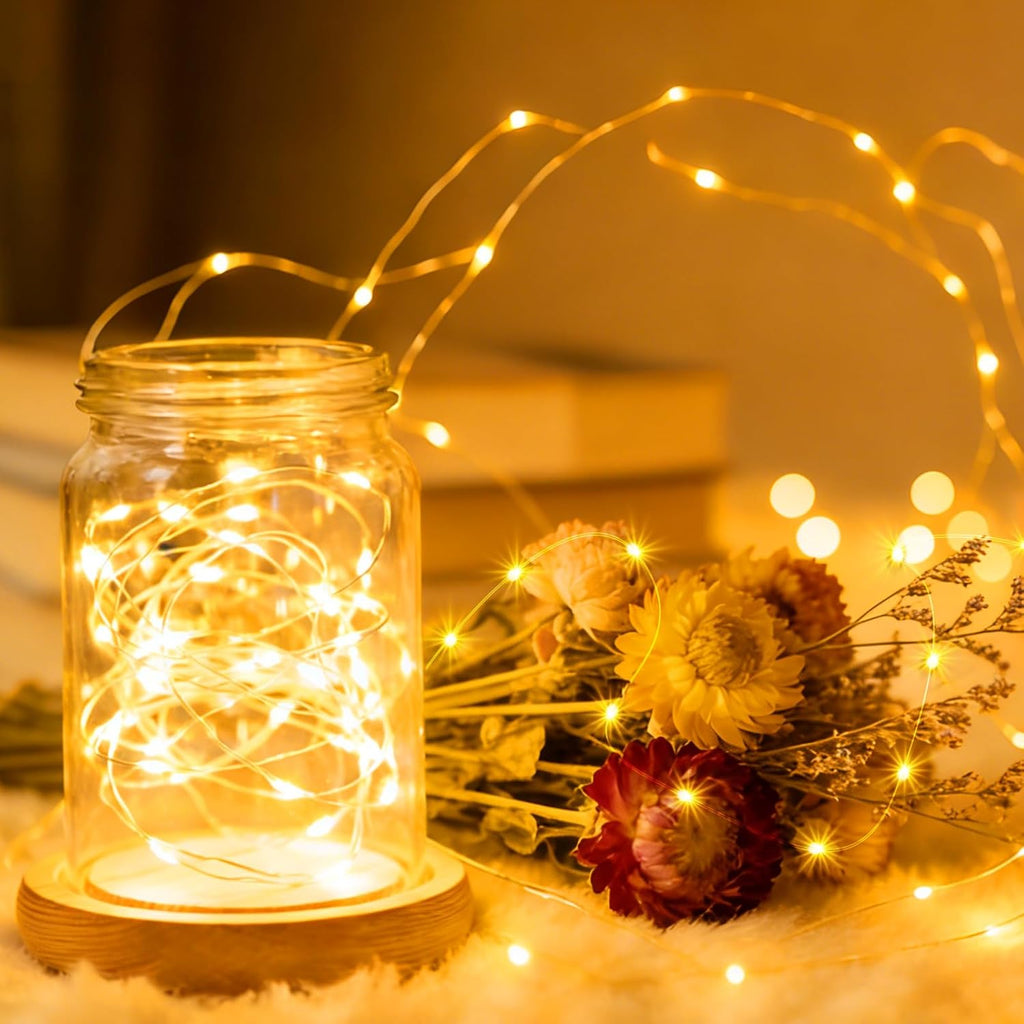 2Pack USB Plug in Fairy String Lights,16ft 50 LED Copper with Remote and Timer, 8 Modes Waterproof Twinkle String Lights Battery Powered for Bedroom Indoor Party Wedding Christmas Decoration
