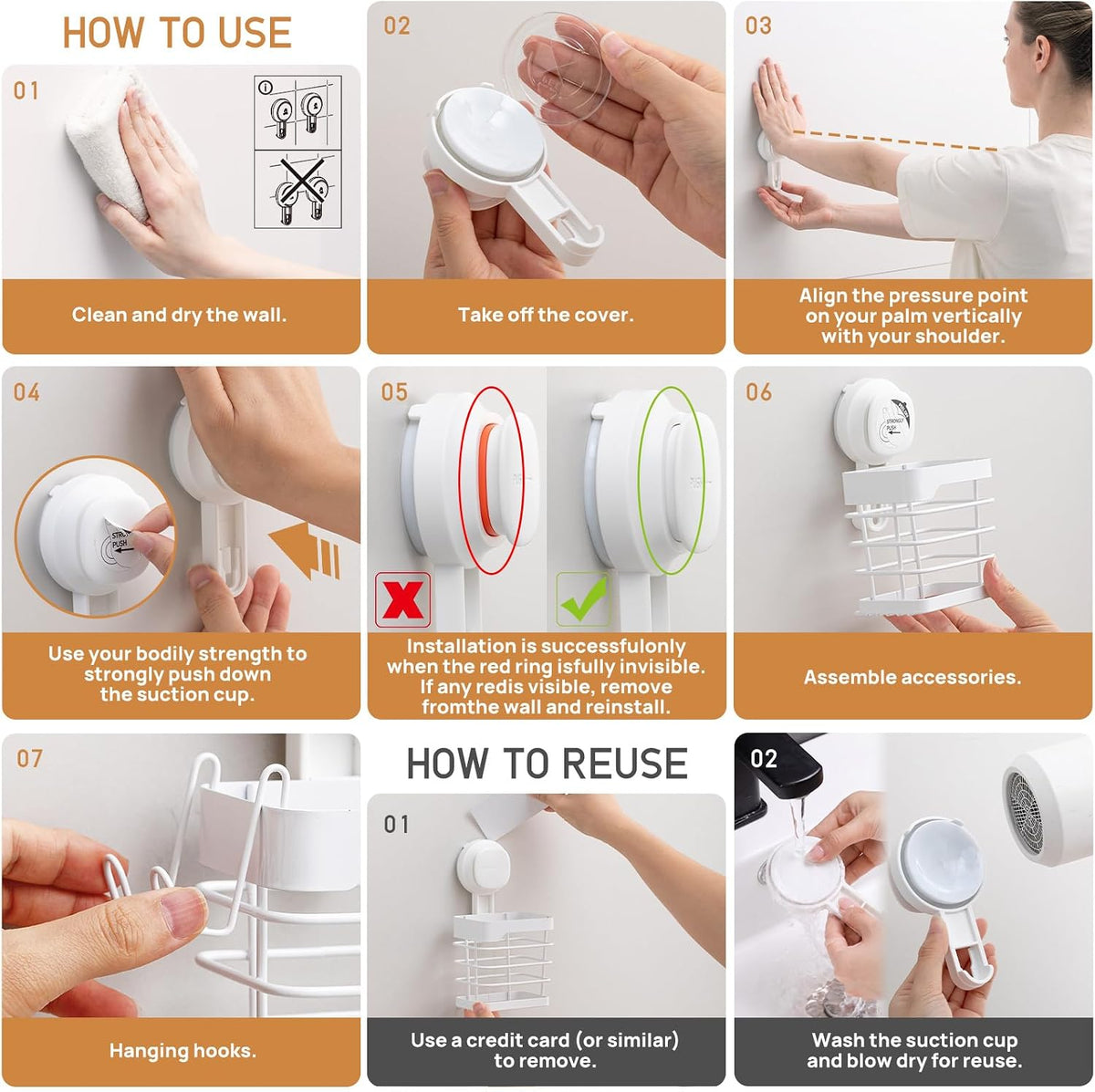 Upgraded Suction Cup Toothbrush Holder with Visible Safety Indicator, White