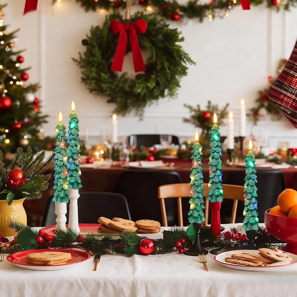 Christmas Tree Candles, Flameless Taper Candles with Color Lights