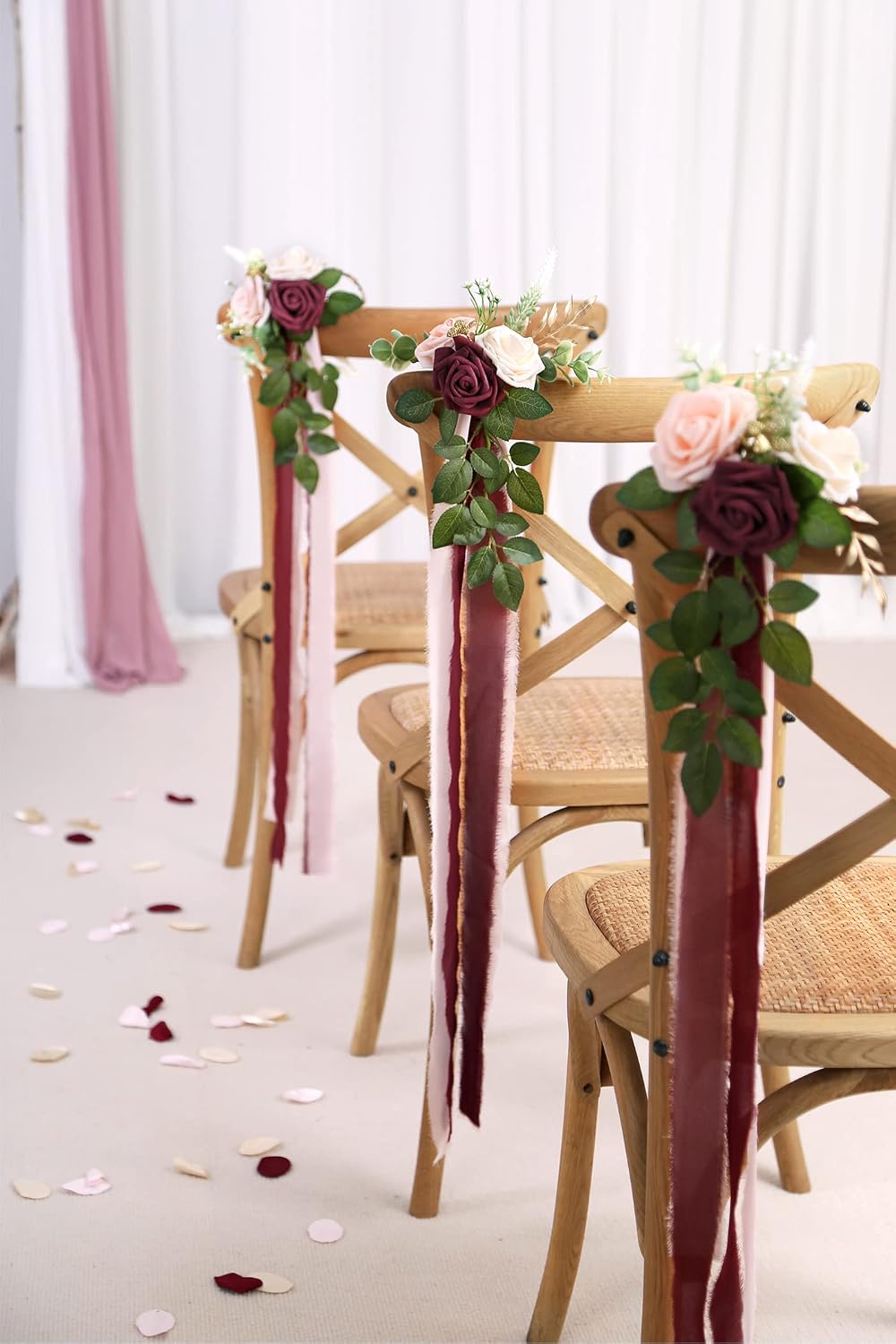 Burgundy Wedding Aisle Decorations Set of 10