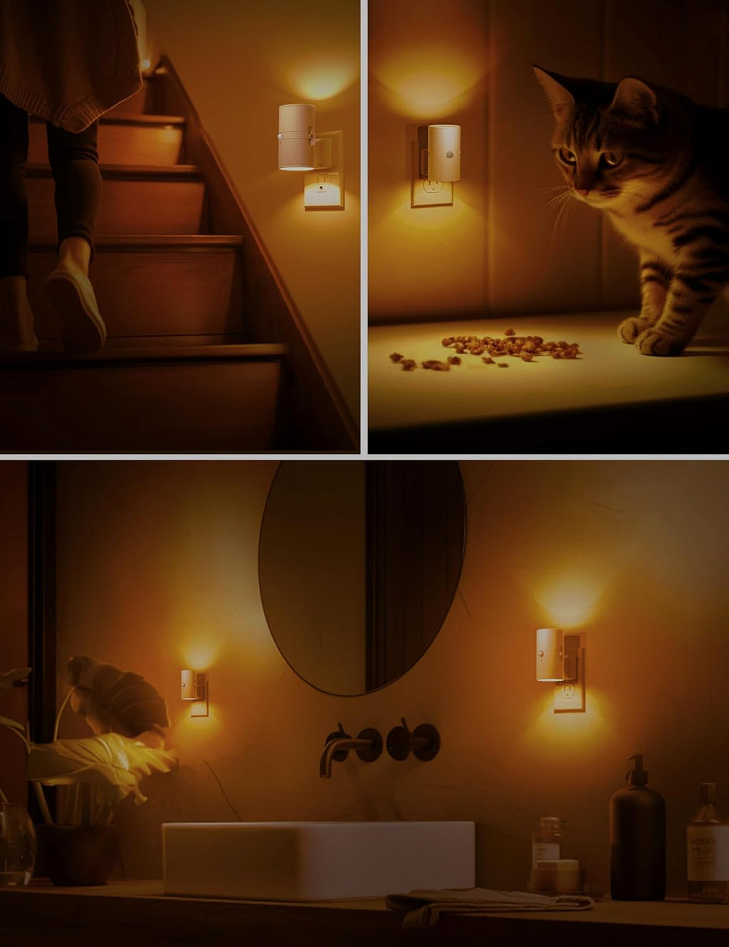 L LOHAS LED Motion Sensor Nightlight, Amber Night Light, Dimmable 0-100LM