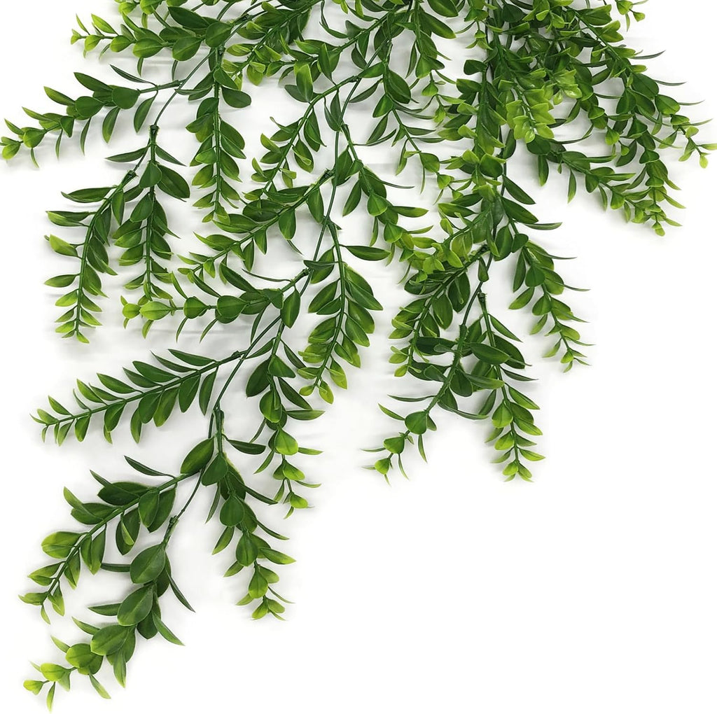 Artificial Hanging Plants, Fake Hanging Vines Plastic Greenery Garland Faux Ivy Leaves Vine Flowers for Outdoor Decor Indoor Home Garden Christmas Party Wedding DIY Bedroom Wall Decorations, 4 Pack