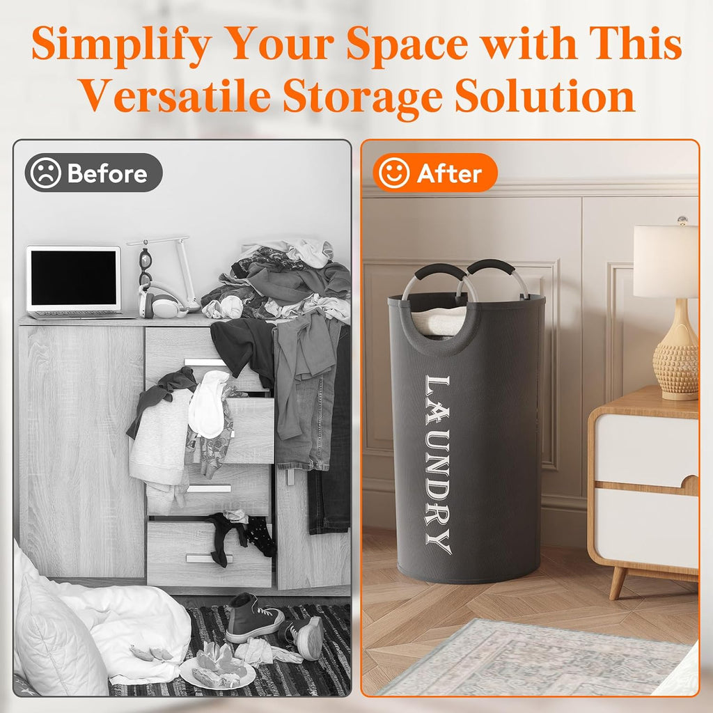 Lifewit 2 Pack 100L Laundry Basket with Aluminum Handles, Grey