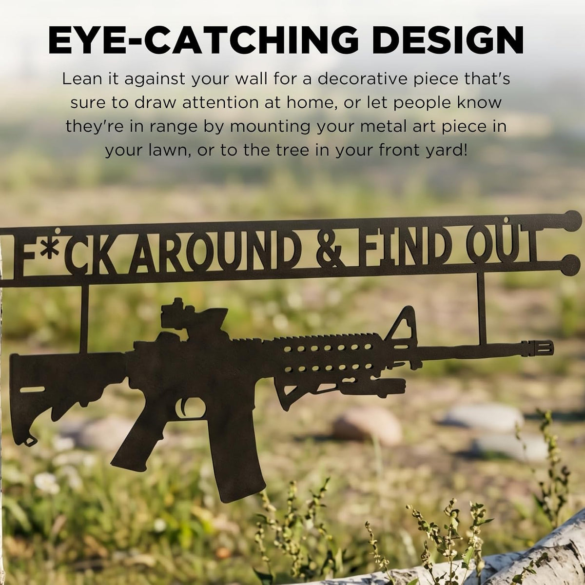 Metal No Trespassing Sign "You're In Range" Gun Metal Door, Wall or Tree Hanger Sign Decoration by GUTE,Metal Wall Art,Hanger, Gun Owners (Fck Around And Find Out)