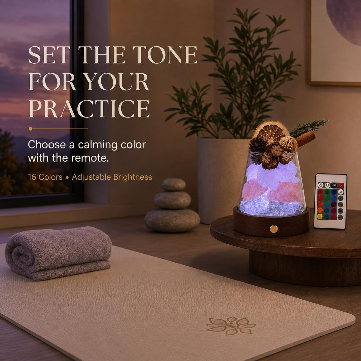 Himalayan Salt Lamp with Remote, 16 Color Changing Crystal Night Light, Dimmable LED Mood Lamp for Bedroom, Yoga and Home Decor