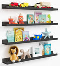 Black Picture Ledge Shelf 36 Inches Long, Floating Photo Shelves with Lip