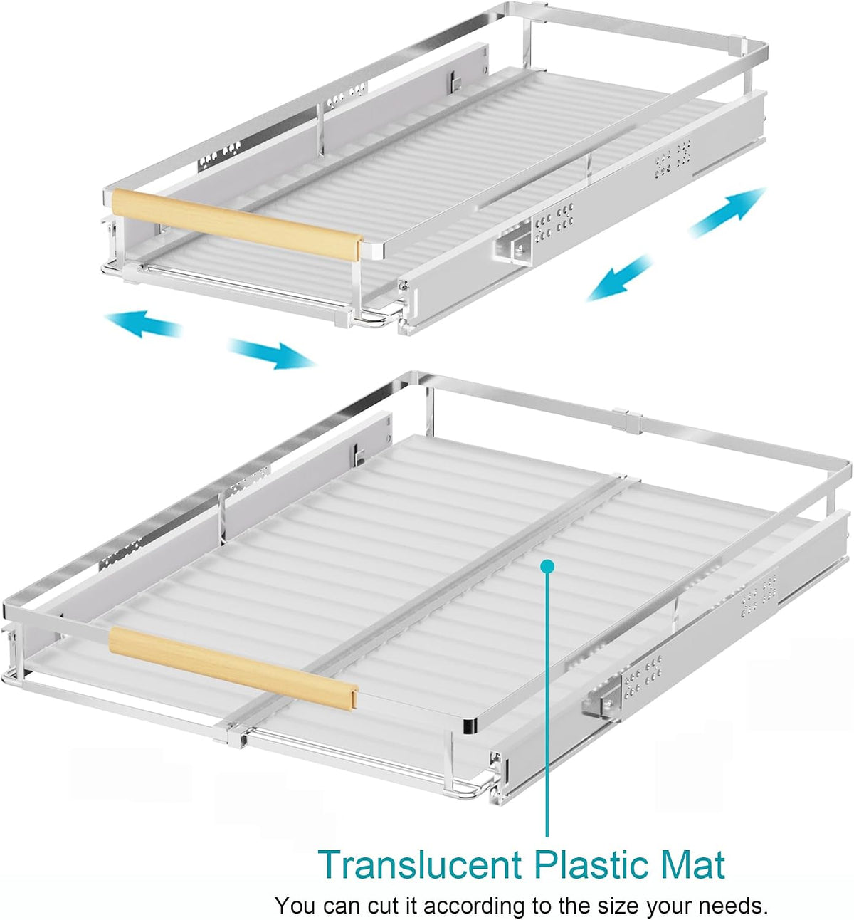 iPEGTOP 2 Pack Pull Out Cabinet Drawer Shelf Organizer, Extendable Sliding Slide Out Pantry Shelves Storage Heavy Duty for Kitchen Cabinets Under Sink, Adjustable Width 12.1~18.4" W x 22.4" D