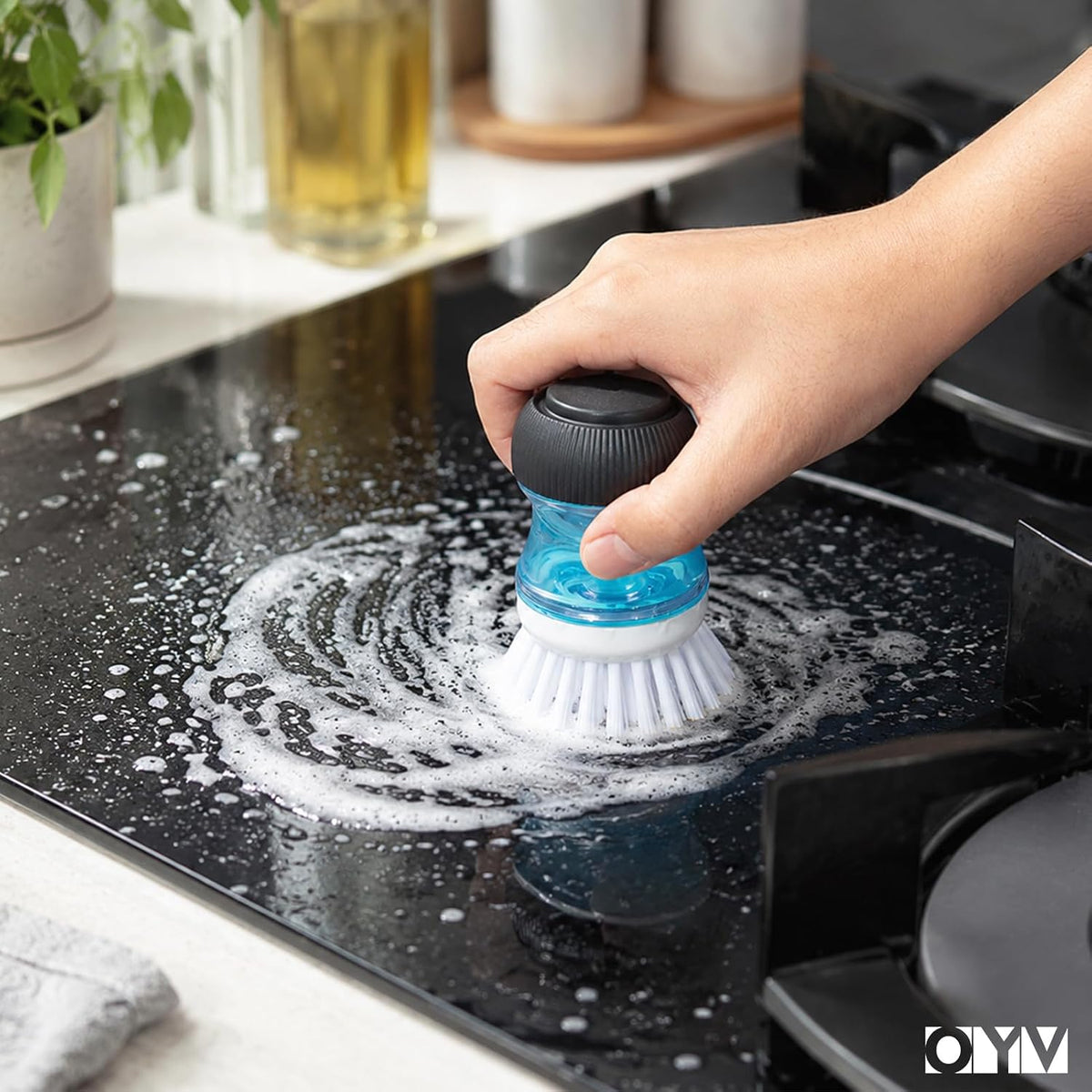 OYV Soap Dispensing Palm Brush Set