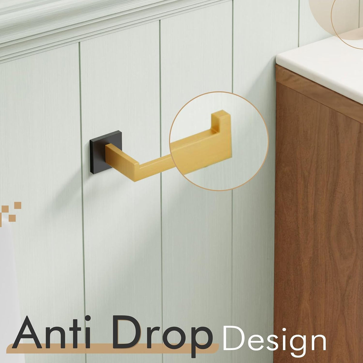 KOKOSIRI Toilet Paper Holders Wall Mounted Toilet Roll Holder for Bathrooms Hardware Washroom T-304 Stainless Steel, Matte Black and Gold B2003GDK