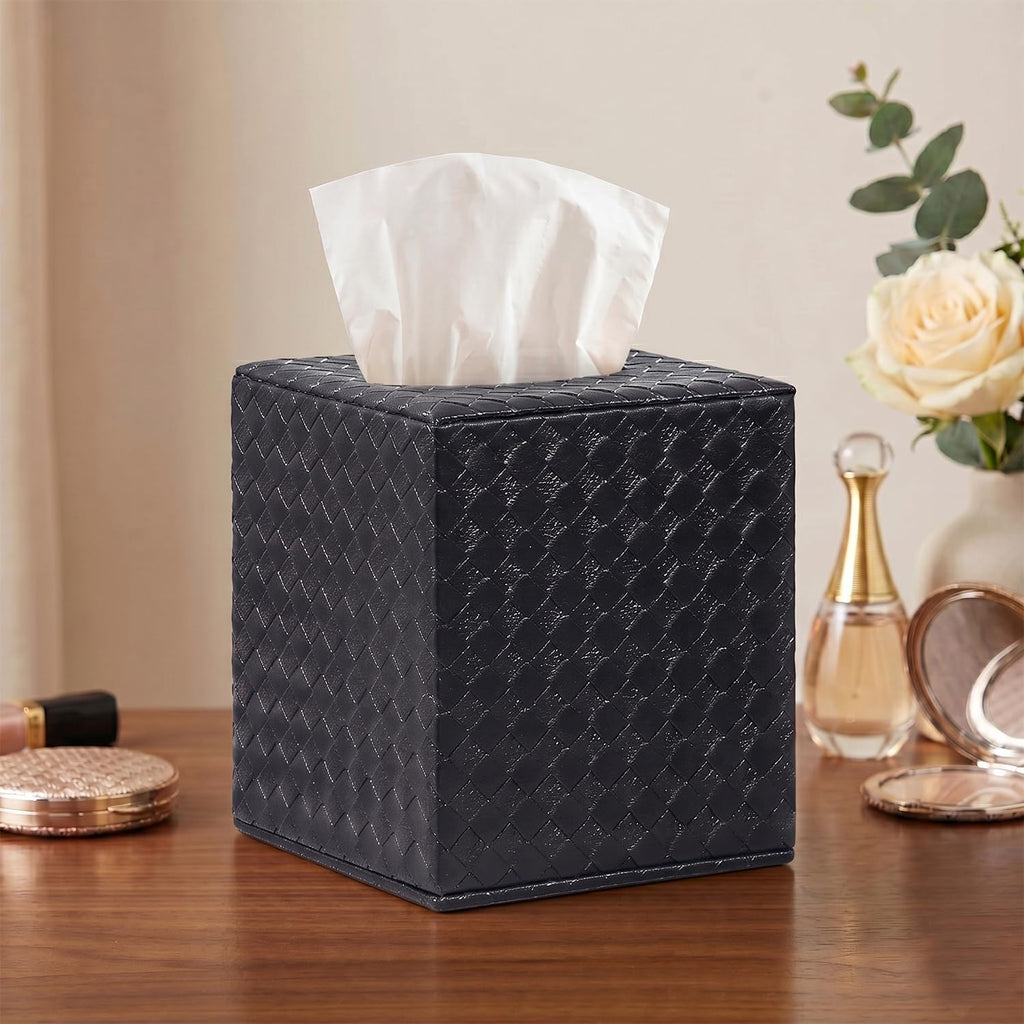 Black Tissue Box Cover, Square, Tissue Box Holders for Bathroom Accessories