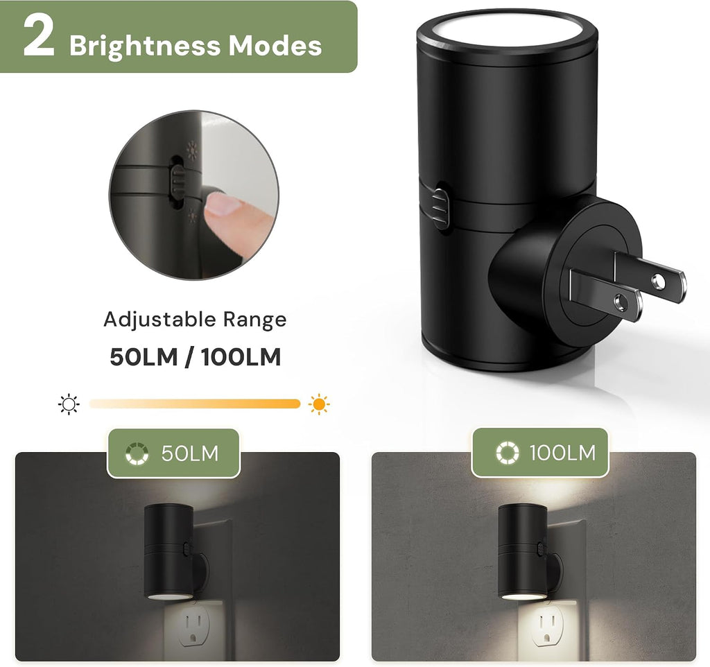 L LOHAS LED Bright Night Lights Plug into Wall,Daylight White,Rotating,Mini