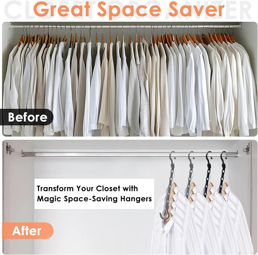Closet Organizers and Storage, Magic Space Saving Hangers for 60 Heavy Clothes, College Dorm Room Essentials, Sturdy 360° Swivel Hooks Cascading Hanger, Bedroom Home Organization Essentials, 12 Pack
