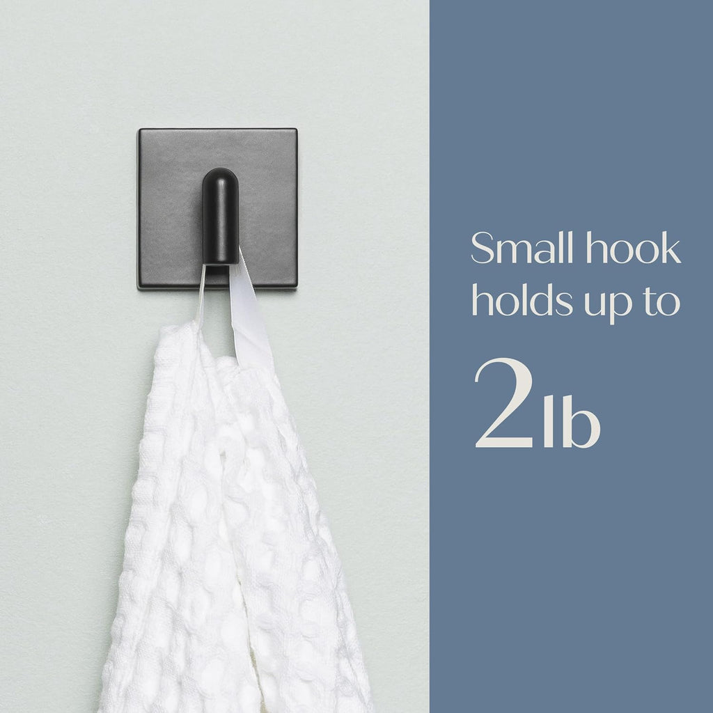 Command Small Black Decor Bath Hooks, 1 Hook, 6 Strips