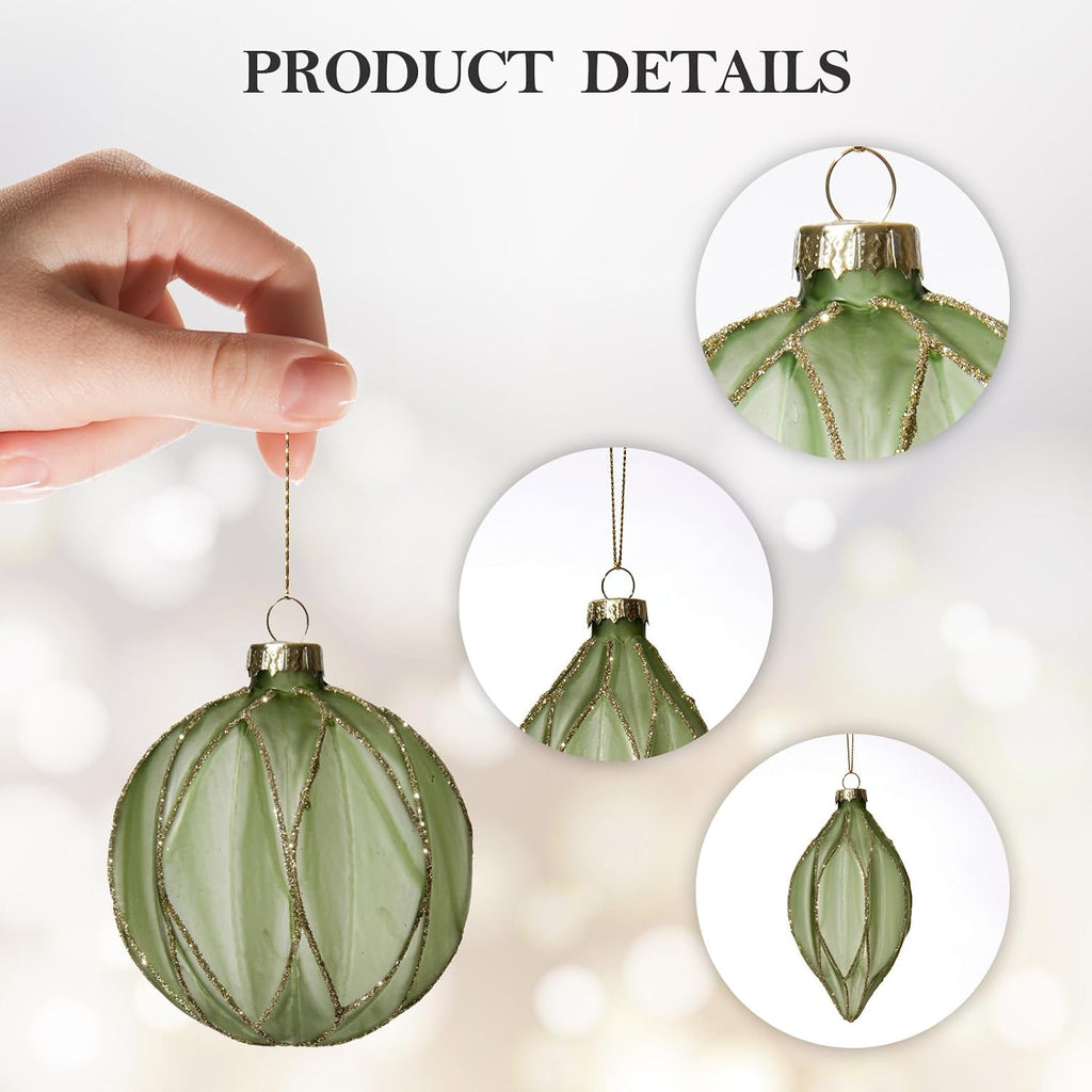 WDS WONDROUS Christmas Ball Ornaments Teardrop Xmas Tree Ornament Set Green