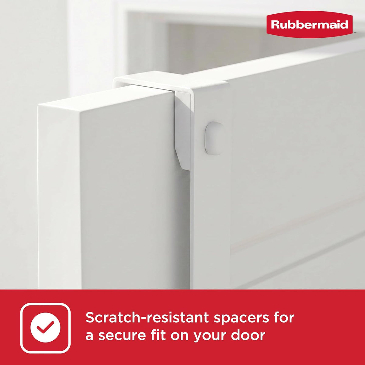Rubbermaid Over the Door Hook Rack with 5 Double Hooks, No Drill Needed, for Towels, Robes, Hanging Accessories in Bathroom, Bedroom, Closet, Dorm, White