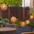 TWINKVILLA Decorative String Lights Plug in with 10 Incandescent Bulbs, Natural Rattan Globe Boho Lantern String Lights Connectable Weatherproof Outdoor Indoor for Bedroom Patio Pergola Decor