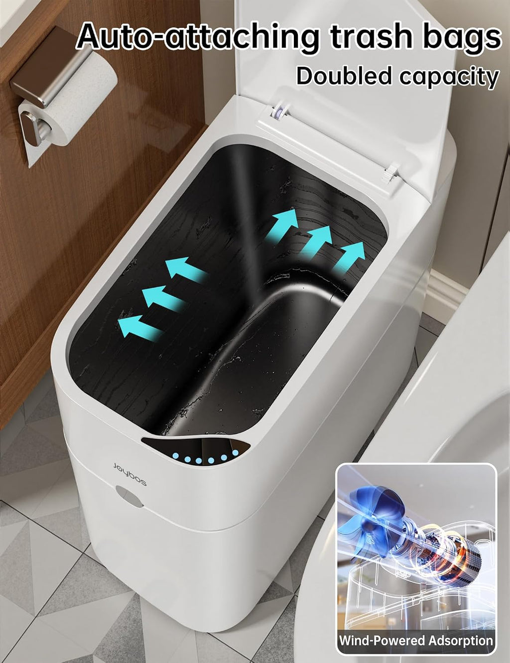 CTIME Touchless Automatic Bathroom Trash Can with Lid for Bathroom