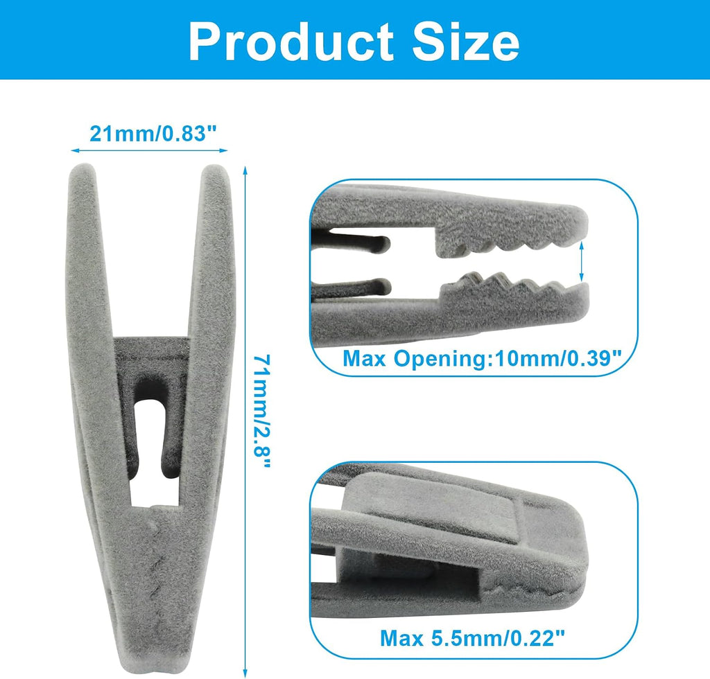 Velvet Hanger Clips, Gray, 40 PCS