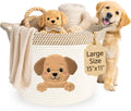 Golden Retriever and Lab Dog Toy Basket, Cotton Rope Storage Bin, 15x11 in
