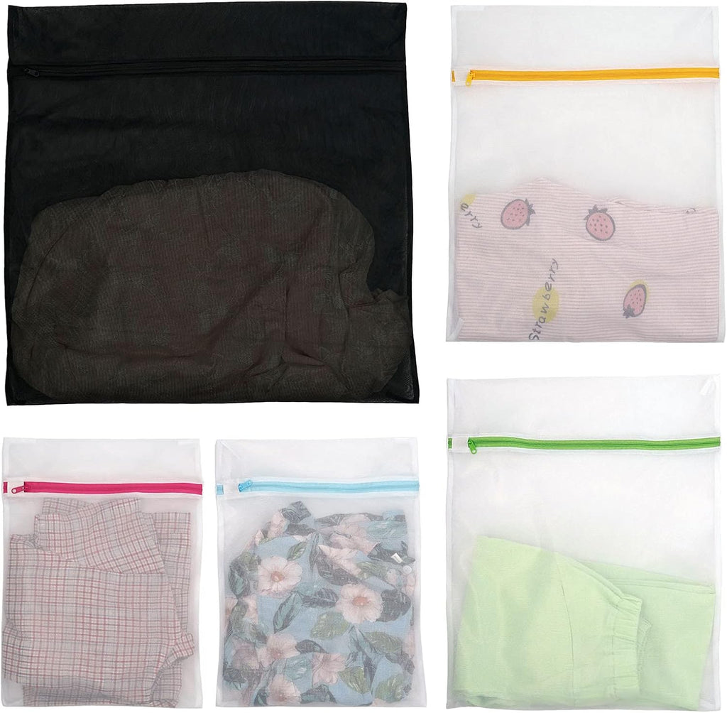 Casaphoria Bra Laundry Bags for Washing Machine,Large Travel Lingerie Laundry Bags for Dirty Clothes for Suitcase,Underwear Mesh Wash Bags for Delicates(5Pcs,Easy to Distinguish)
