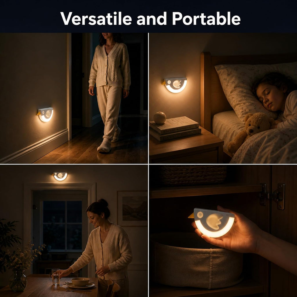 BrightBird Portable and Rechargeable LED Sensor Night Light, Purple